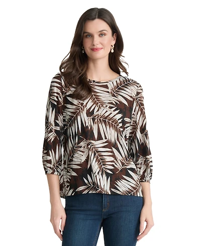 Jones New York Women's Printed Crewneck Top