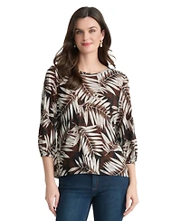 Jones New York Women's Printed Crewneck Top