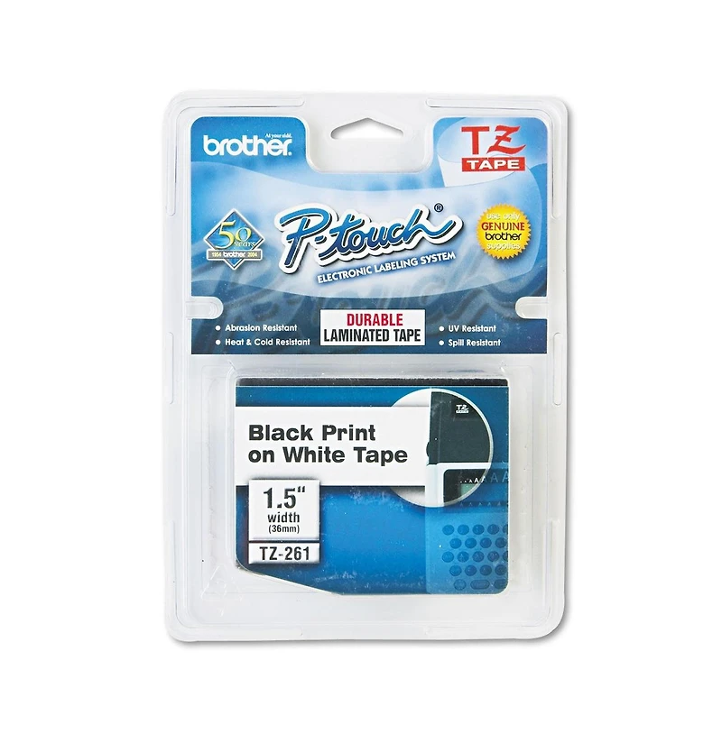 Brother P-Touch TZE261 1.4 in. x 26.2 ft. TZe Standard Adhesive Laminated Labeling Tape