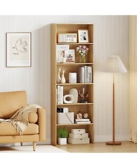 Gouun 6-Tier Bookcase with 6 Open Shelves and Anti-Toppling Kits, 23.5 x 9.5 x 70 in