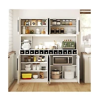 Gouun 70 in Farmhouse Pantry Cabinet Kitchen Buffet Hutch with 4 Cabinets