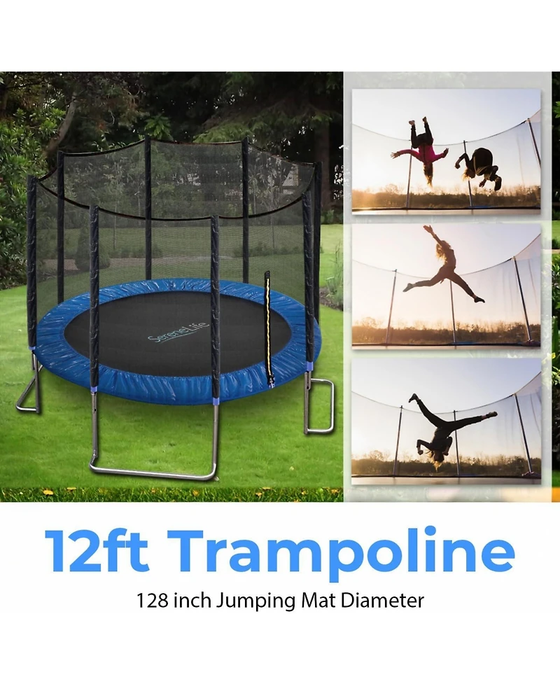 SereneLife Outdoor Trampoline with Enclosure & Ladder - 8FT/10FT/12FT/14FT Heavy-Duty Anti-Rust, Astm Approved for Kids & Adults