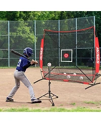 Aoligeijs Baseball Softball Practice Net,Pitching Net,Batting Net,with Baseball Tee,Bonus Strike Zone,Target and Bow Frame,for Hitting,Pitching