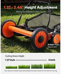 Sugift Push Reel Lawn Mower, 18 inches, 5 Blades, Manual Lawn Edger with Grass Catcher