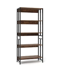 Gouun 5-Tier Adjustable Bookshelf with Tiltable Shelves and Metal Frame