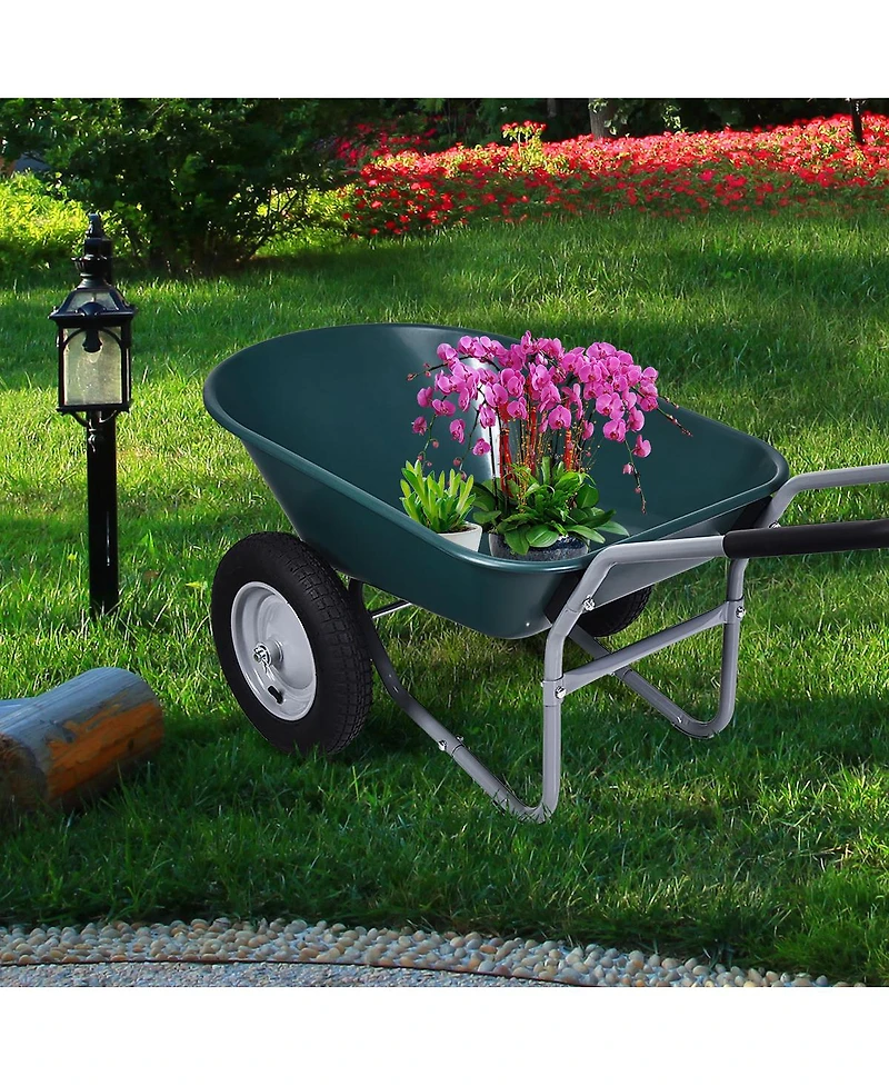 2 Tire Wheelbarrow Garden Cart Heavy-duty Dolly Utility Cart