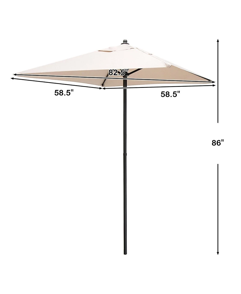 Mecale 5 Feet Patio Square Market Table Umbrella Shelter with 4 Sturdy Ribs