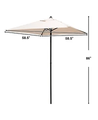 Mecale 5 Feet Patio Square Market Table Umbrella Shelter with 4 Sturdy Ribs