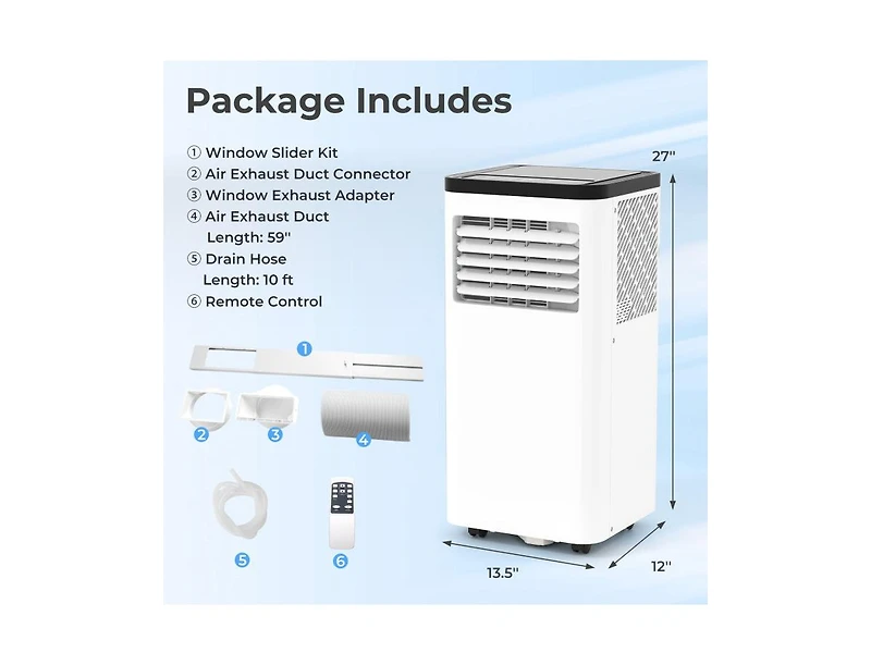 Mecale 8000 Btu Portable Air Conditioner with Heating and Cooling Modes