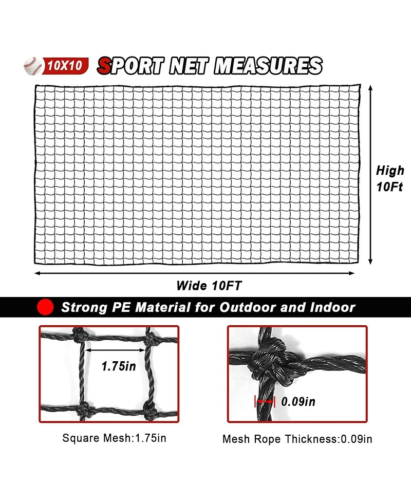 Aoligeijs Baseball Softball Backstop Nets,Sports Net,Sports Netting Barrier,Sports Netting for Backyard,Twisted Knotted Pe Net