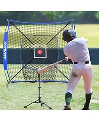 Aoligeijs Baseball Softball Practice Net,Pitching Net,Batting Net,with Baseball Tee,Bonus Strike Zone,Target and Bow Frame,for Hitting,Pitching
