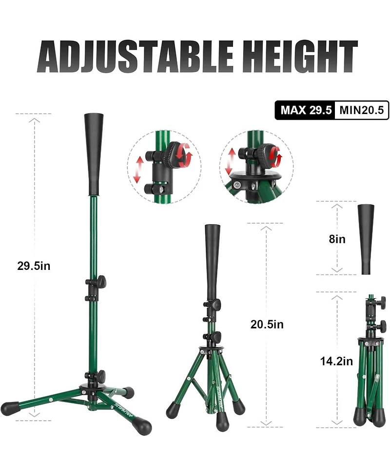 Aoligeijs Baseball Tee Batting Tee Softball Tee Portable Travel Hitting Tee,Easy Adjustable Height,Stable Tripod Stand