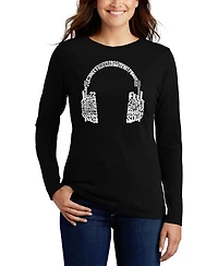 La Pop Art Women's Mood Headphones Word Flowy T-Shirt