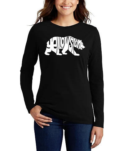 La Pop Art Women's Yellowstone Bear Word Flowy T-Shirt