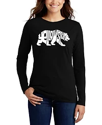La Pop Art Women's Yellowstone Bear Word Flowy T-Shirt
