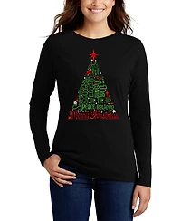 La Pop Art Women's Holiday Christmas Tree Word Flowy T-Shirt
