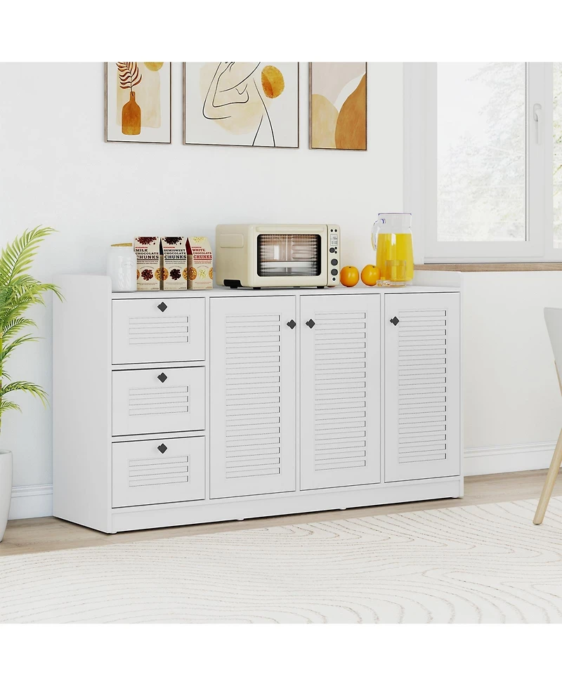 Gouun Modern Buffet Cabinet with 3 Doors and Enclosed Storage