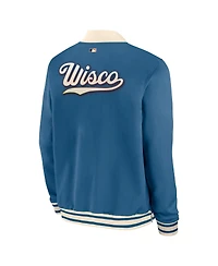 Nike Men's Blue Milwaukee Brewers 2026 City Connect Authentic Collection Relaxed Full-Zip Bomber Jacket