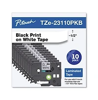 Brother P-Touch TZE23110PKB 0.5 in. TZe Series Standard Adhesive Laminated Labeling Tape (10/Pack)
