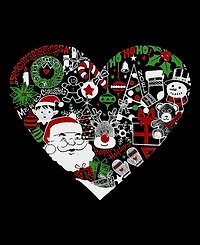 La Pop Art Women's Christmas Themed Heart Word V-Neck T-shirt