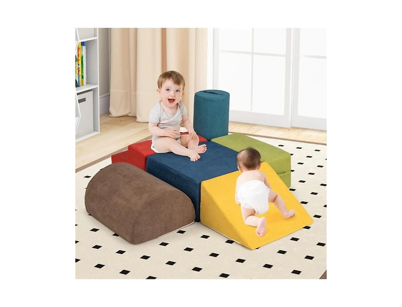 Hongge 6 Piece Baby Climbing Blocks with High-Density Foam and Carrying Handles