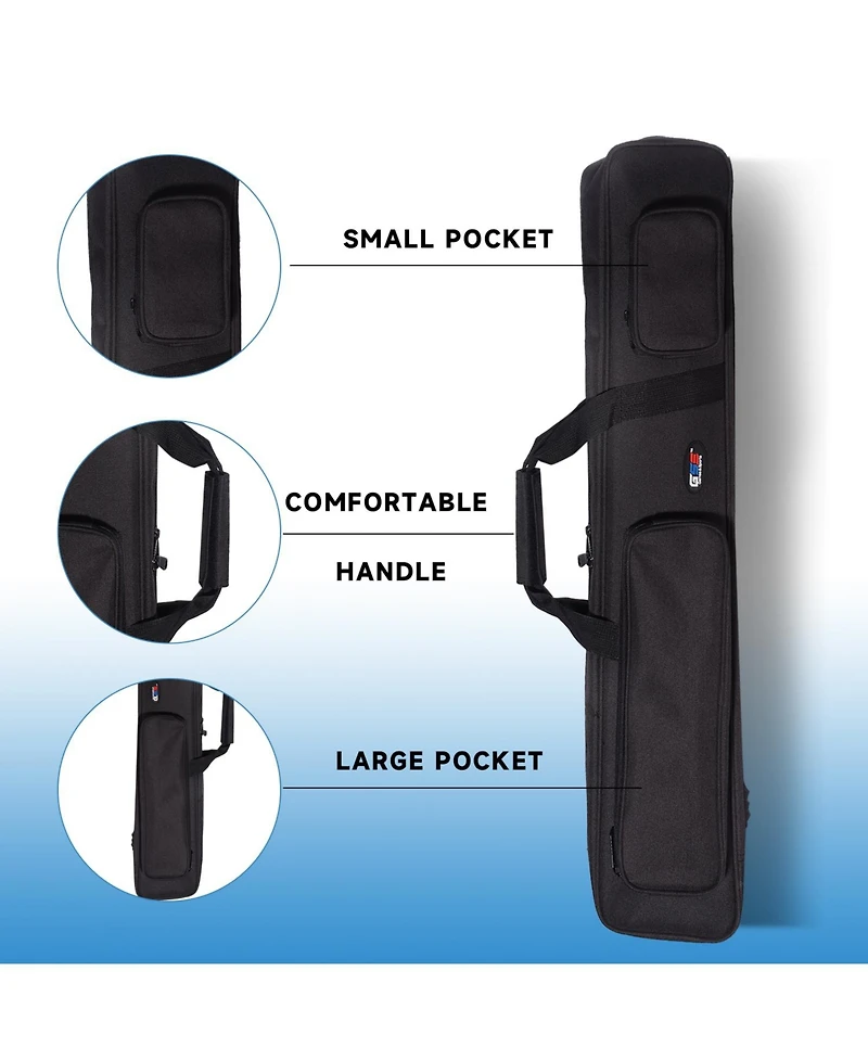 Gse Games & Sports Expert 3x4 Soft Pool Cue Case Billiard Pool Cue Stick Carrying Bag- Holds 3 Butts and 4 Shafts