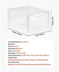 Gouun Stackable Clear Shoe Organizer Boxes with Magnetic Door, 6 Pack, Us Size 13
