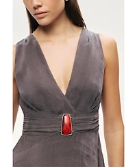 Nocturne Women's V-Neck Sleeveless Midi Dress