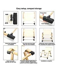 Gnuadz Easy Push-in Clip Folding Camping Chair Wooden Outdoor leisure equipment