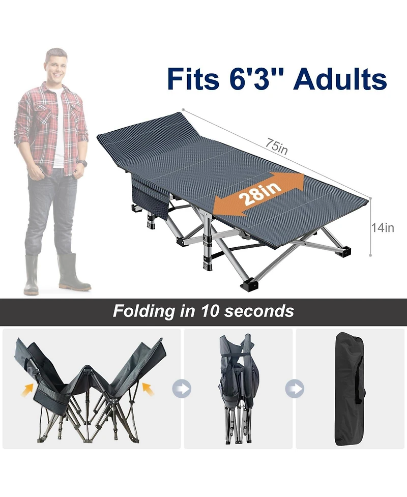 Gnuadz Camping Bed Portable Folding Oxford Heavy-duty With Mat Bag Outdoor Recreation Gear