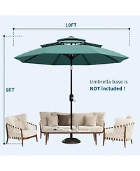 gaomon 10Ft 3-Tier Patio Umbrella, Outdoor Table Umbrella with Vents, Easy Crank and Push Button Tilt, Market 8 Sturdy Ribs for Pool