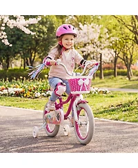 Slickblue Kids Bike with Basket and Streamers