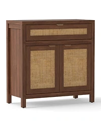 Gouun Sideboard Storage Cabinet with Rattan Doors and Drawer, 31 x 14.5 x 32 in