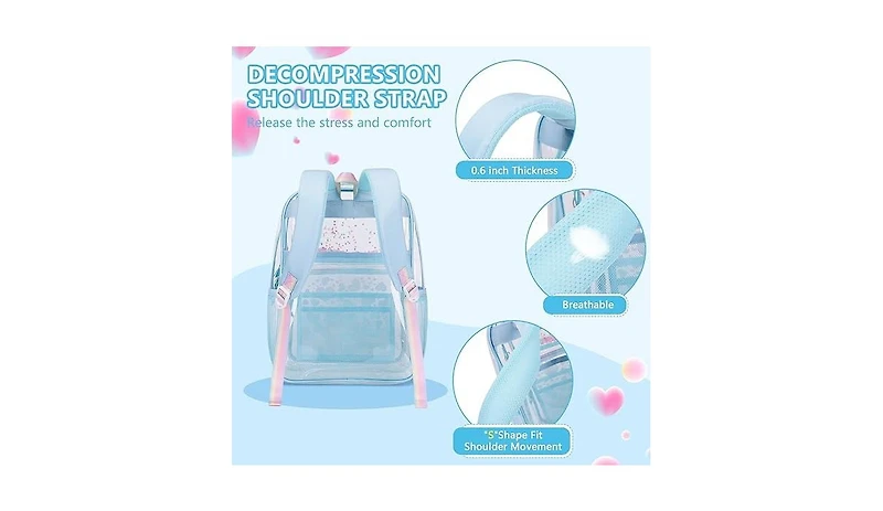 Urbanmax Clear Backpack for School Girls, Heavy Duty Tpu Transparent Stadium Events Approved, Bookbag