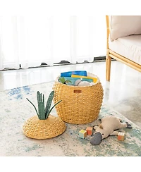 Momiji Pineapple Handcrafted Rattan Storage Basket with fabric lining