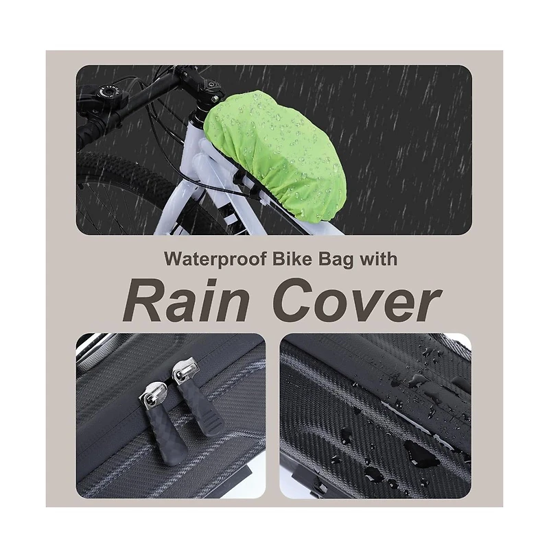 Aoligeijs Waterproof Bike Frame Bag with Phone Holder Eva Hard Shell Top Tube Bicycle Storage Pouch for Commuting Road Mountain Cycling