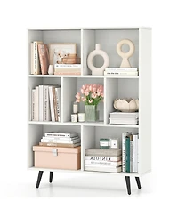 Gouun 7-Cube Bookcase with Tapered Metal Legs and Anti-Tipping Kits