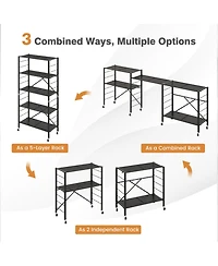 Gouun 5-Tier Foldable Metal Storage Shelving Unit on Wheels