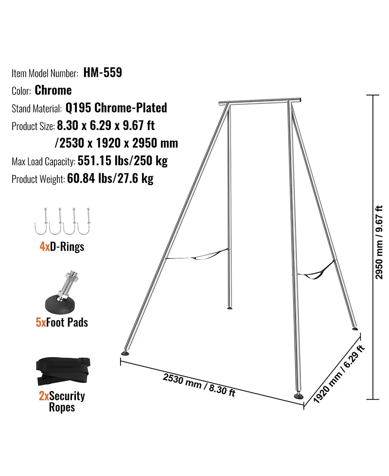 Mecale Aerial Yoga Frame Chrome Steel 551 lbs Capacity