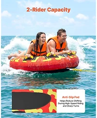 Mecale 2-Rider Inflatable Towable Tube 340 lbs Full Nylon Cover