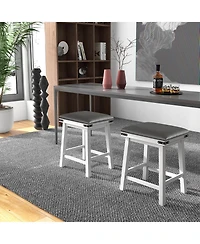 Gymax Pu Leather Bar Stools Set of 4 24'' Counter Height Dining Stools w/ Upholstered Seat