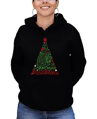 La Pop Art Women's Holiday Christmas Tree Word Hooded Sweatshirt
