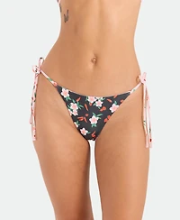 Volcom Women's Floral Print Side-Tie Bikini Bottoms