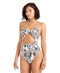 Volcom Women's Tropical Print V-Neck One-Piece Swimsuit