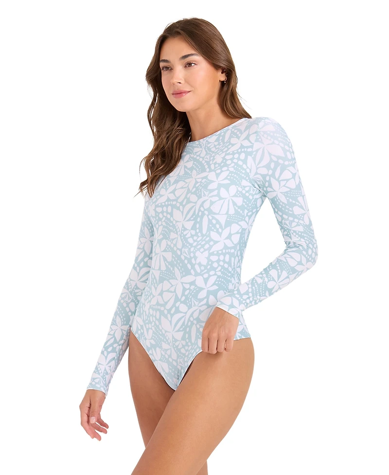 Volcom Women's Floral Print Long-Sleeve One-Piece Swimsuit