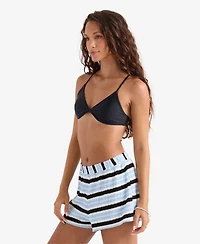 Volcom Women's Striped Pull-On Swim Cover-Up Shorts