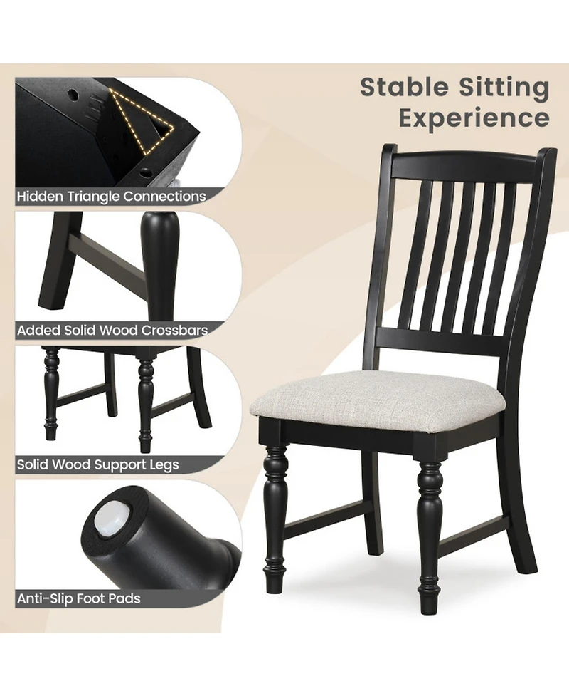 Gouun Set of 2 Padded Kitchen Side Chairs with Solid Wood Legs and High Back