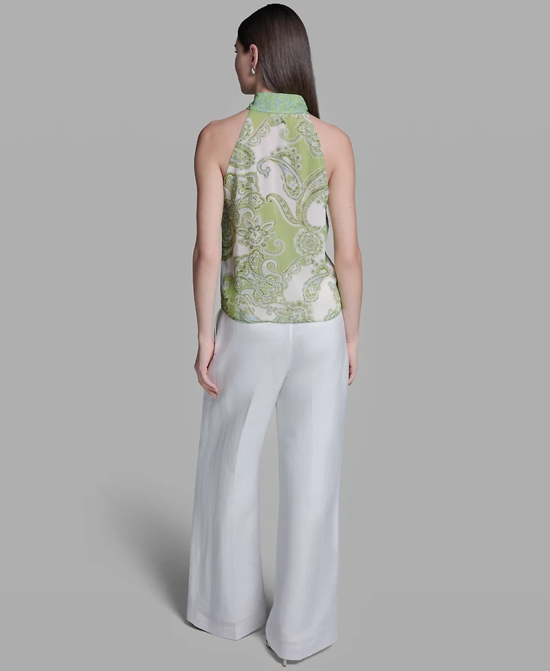 Bcbg Women's Sleeveless Tie-Neck Blouse
