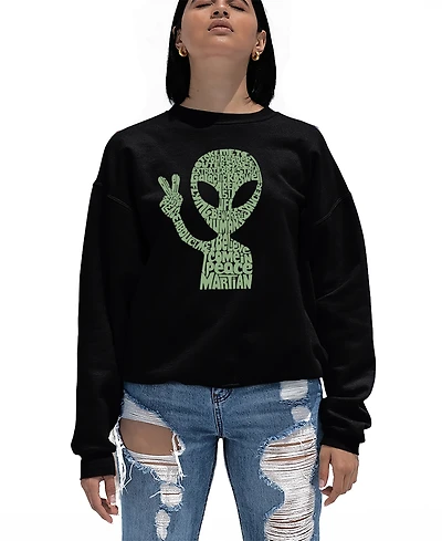 La Pop Art Women's Peace Alien Word Crewneck Sweatshirt