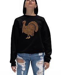 La Pop Art Women's Thankgiving Turkey Word Crewneck Sweatshirt